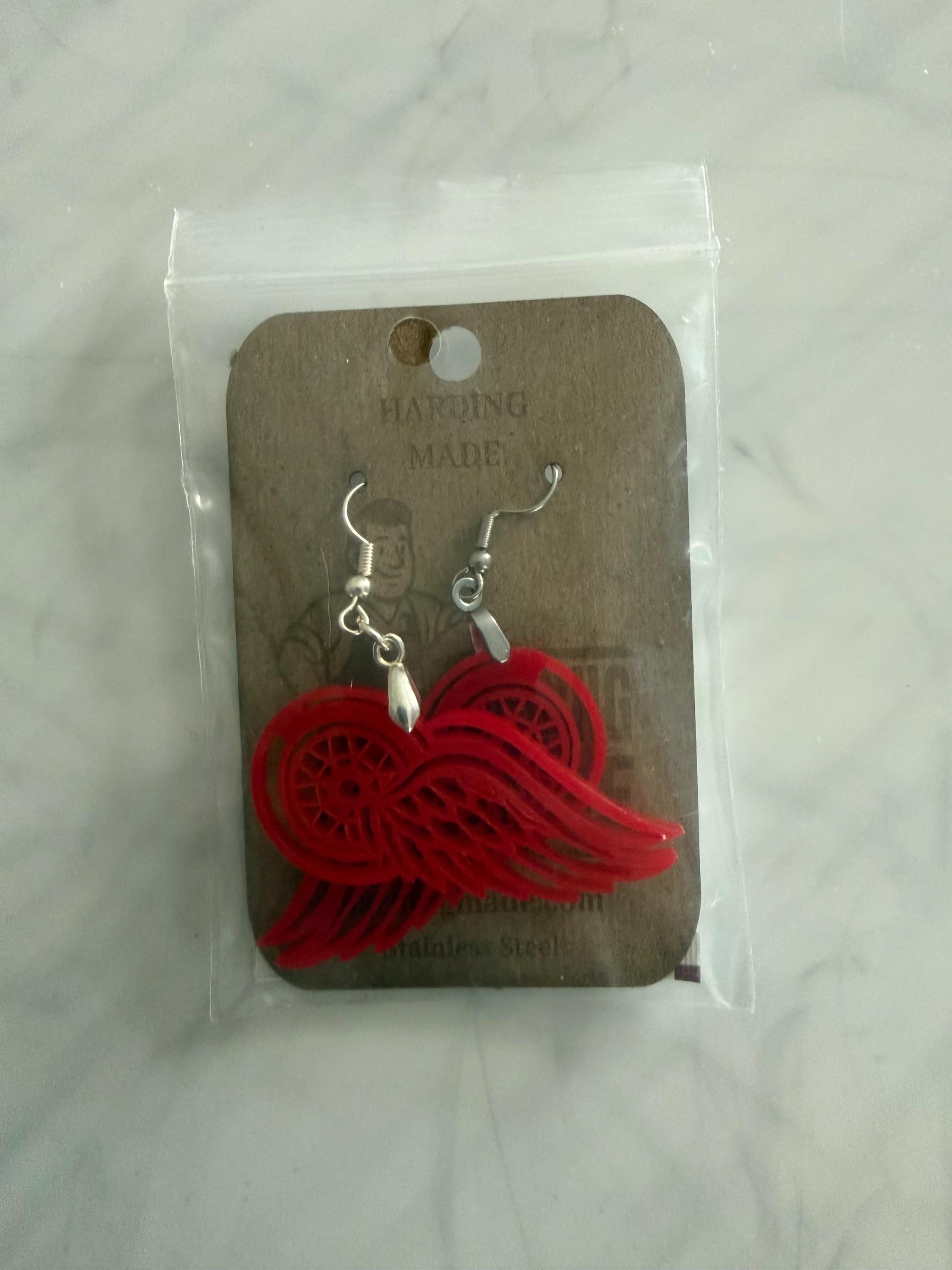 Detroit Red Wings Earrings with stainless steal hooks
