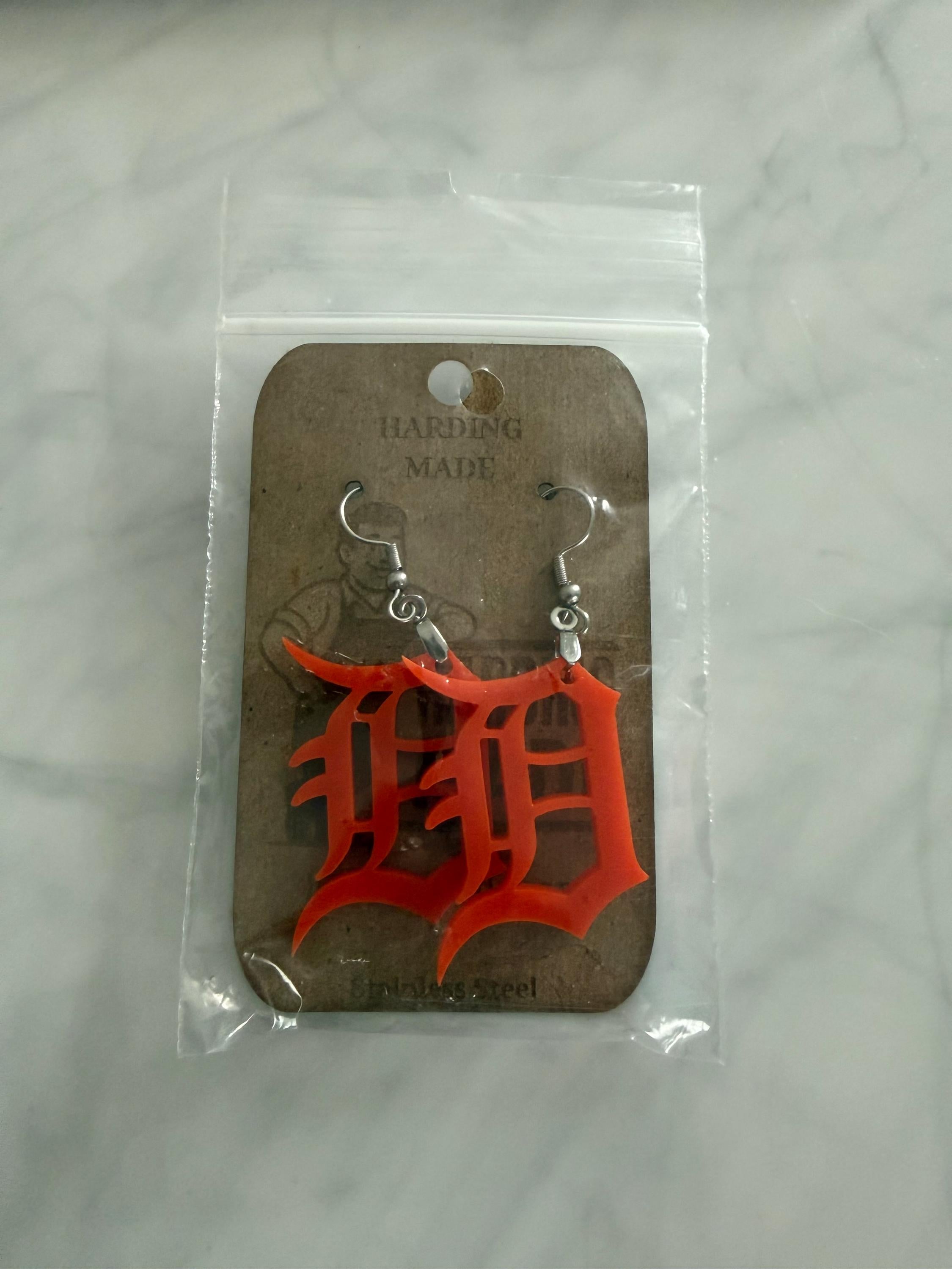 Detroit Tigers Earrings with stainless steal hooks