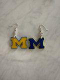 University of Michigan Maize and Blue M Earrings – Sterling Silver Hooks