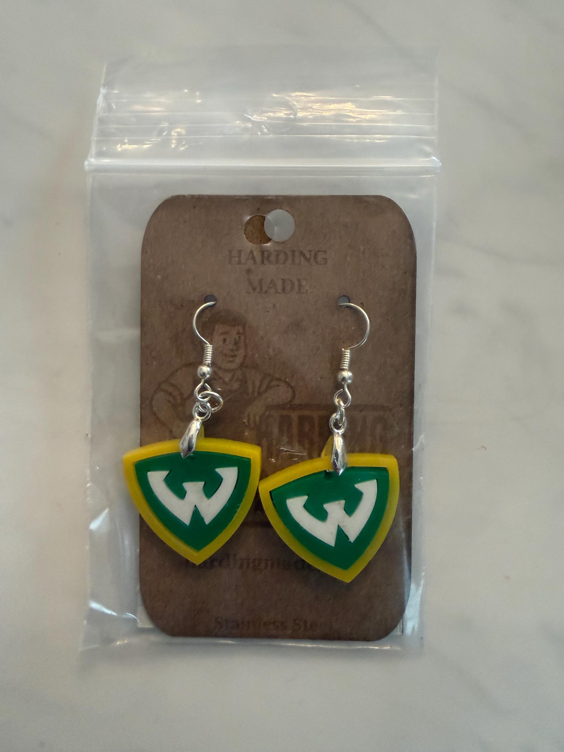 Wayne Statue University -WSU - Warrior Logo Earrings