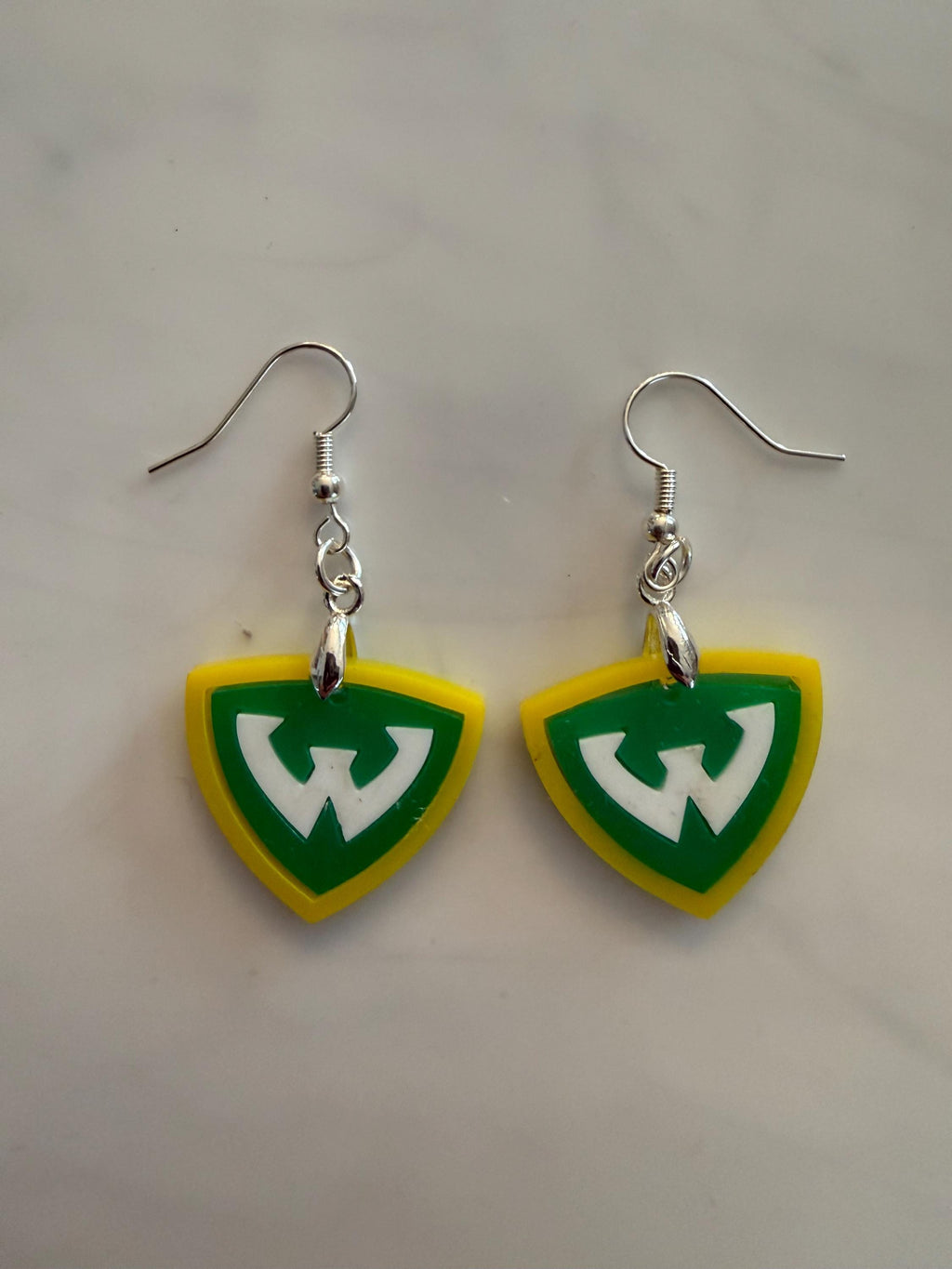 Wayne Statue University -WSU - Warrior Logo Earrings