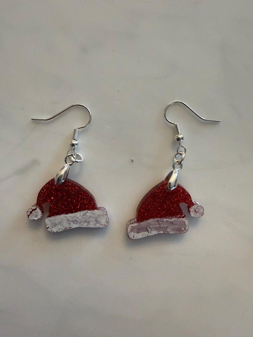 Sparkly Santa Hat Earrings