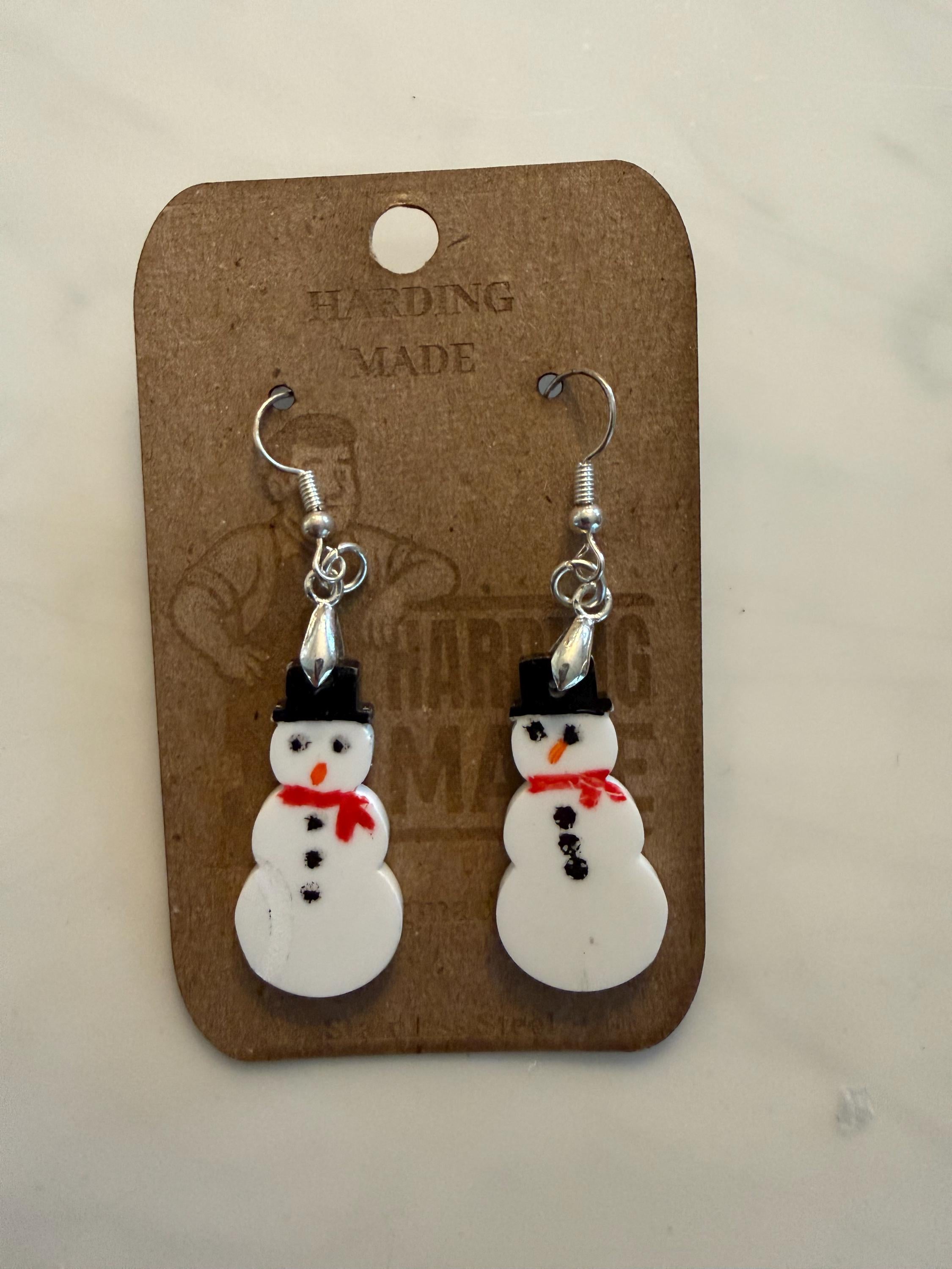 Hand Painted Snowman Earrings