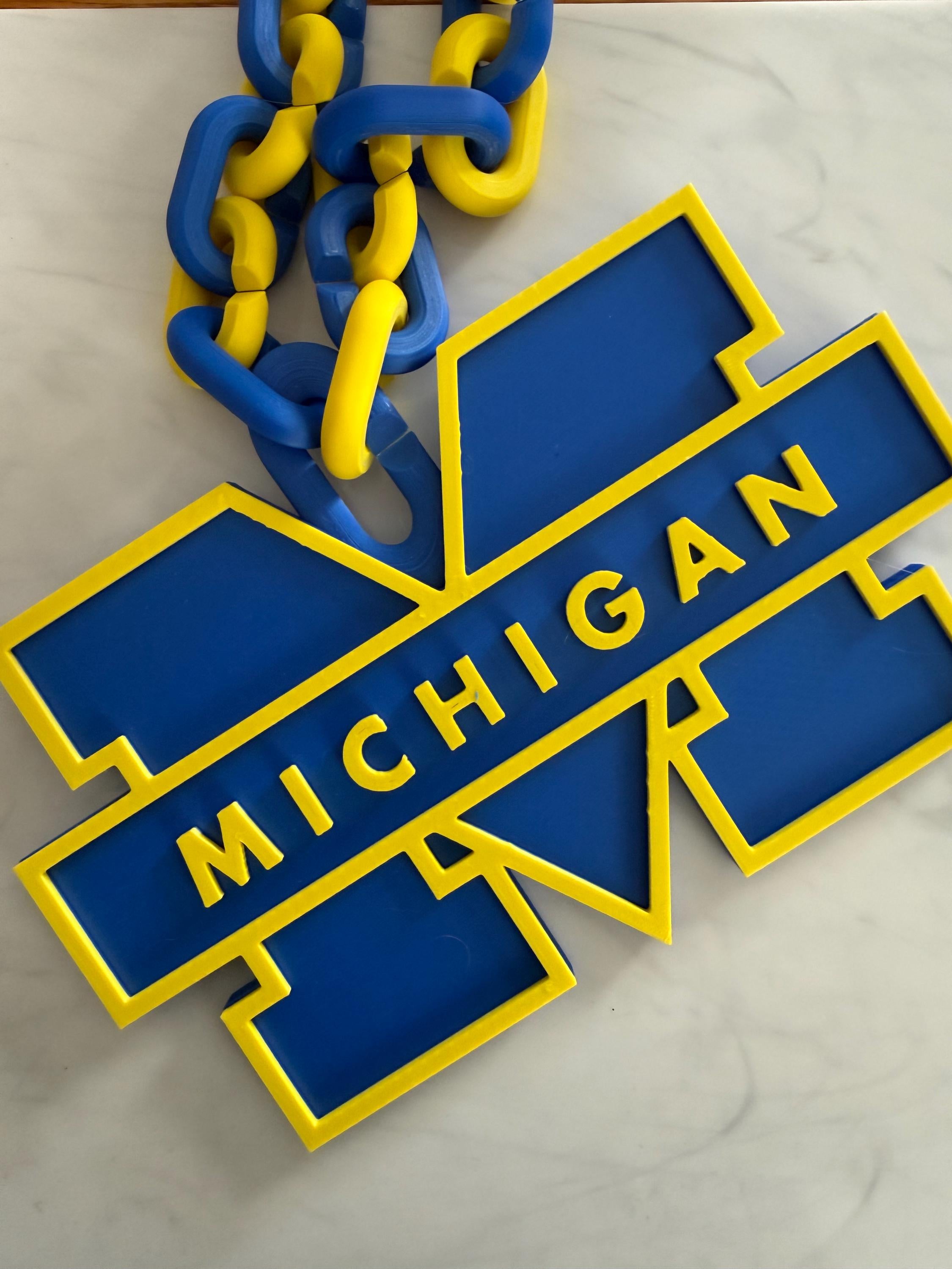 University of Michigan U of M Big M 3D Printed Team Necklace