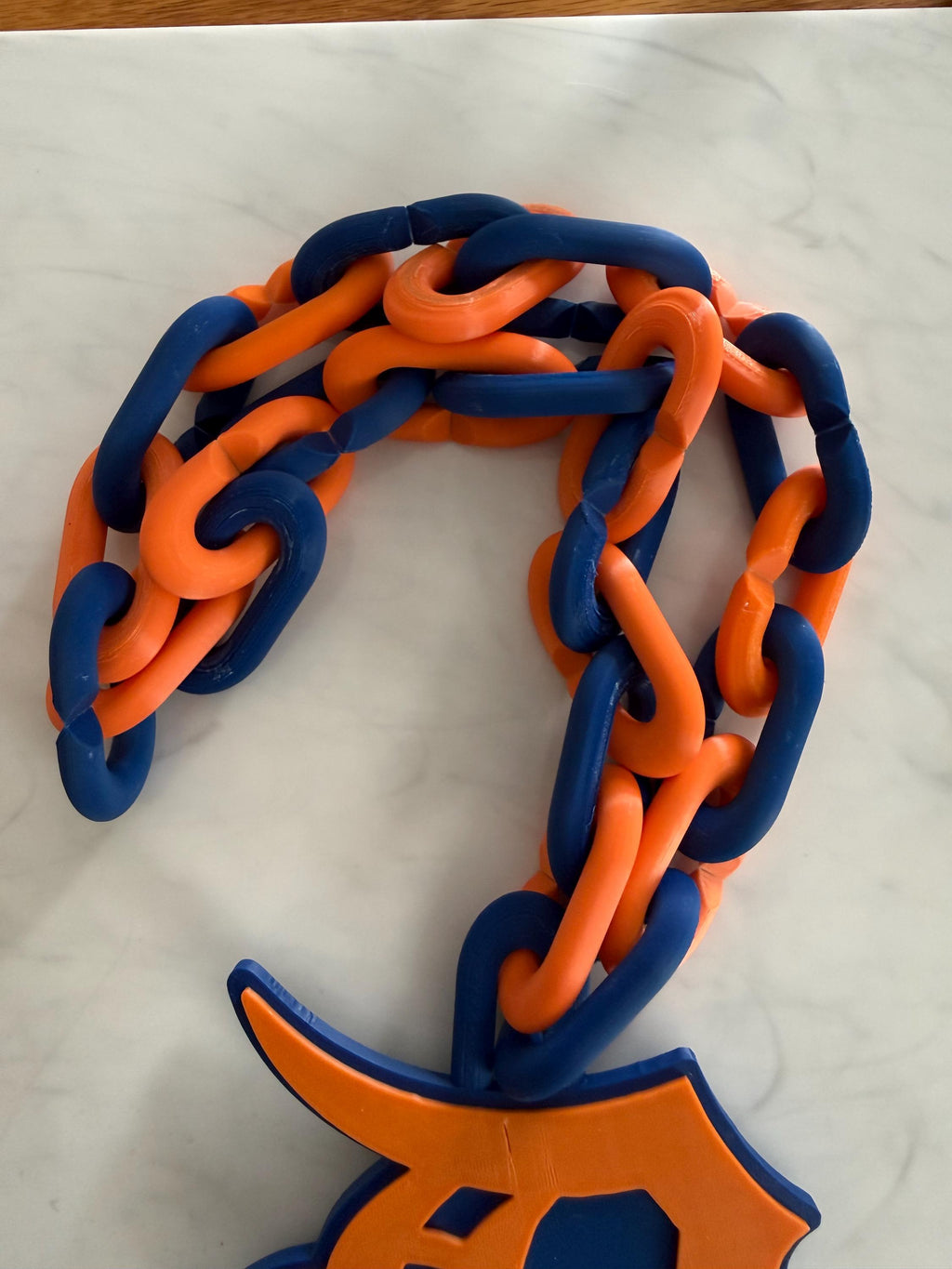 Detroit Tigers Old English D Orange and Blue 3D Printed Team Necklace
