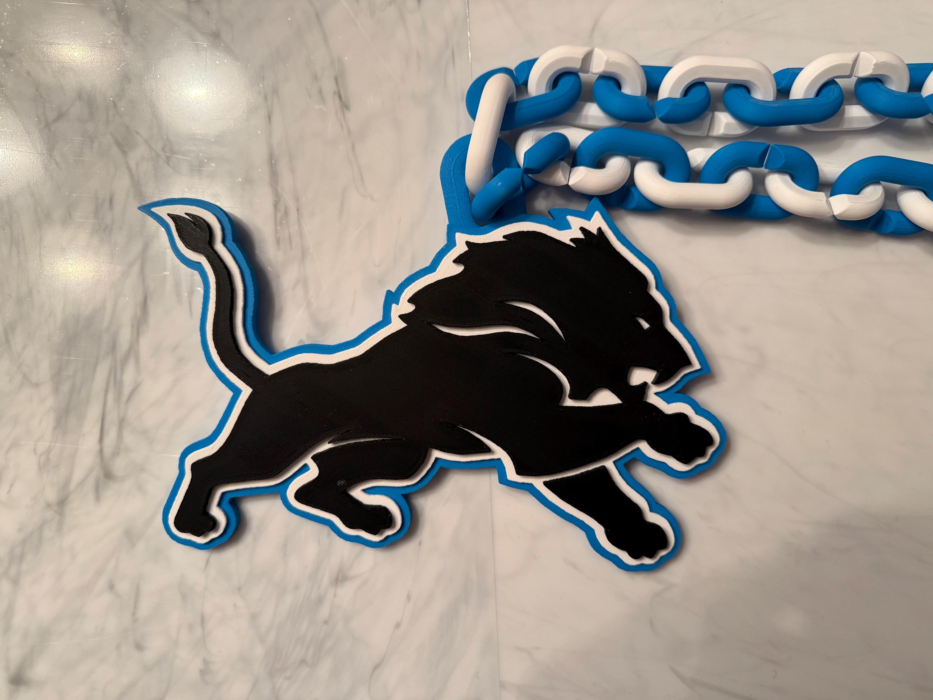 Detroit Lions Black Out 3D Printed Team Necklace