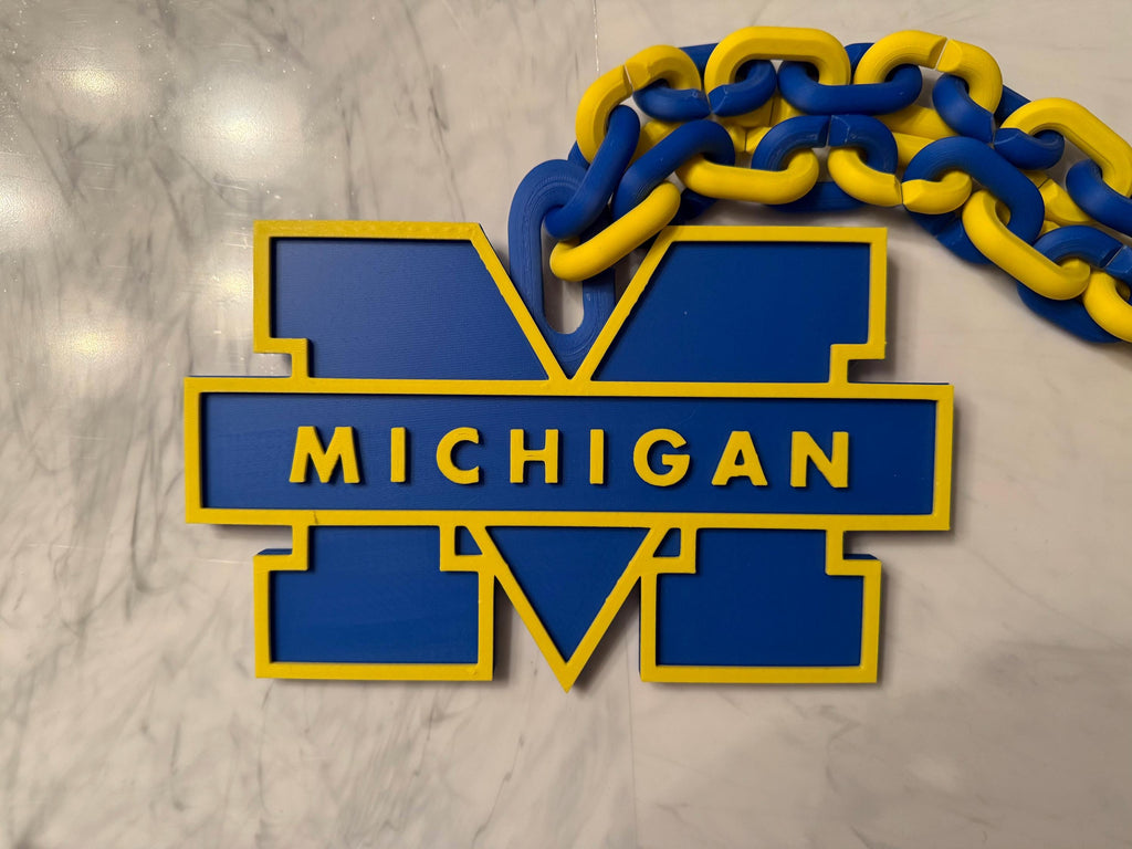 University of Michigan U of M Big M 3D Printed Team Necklace