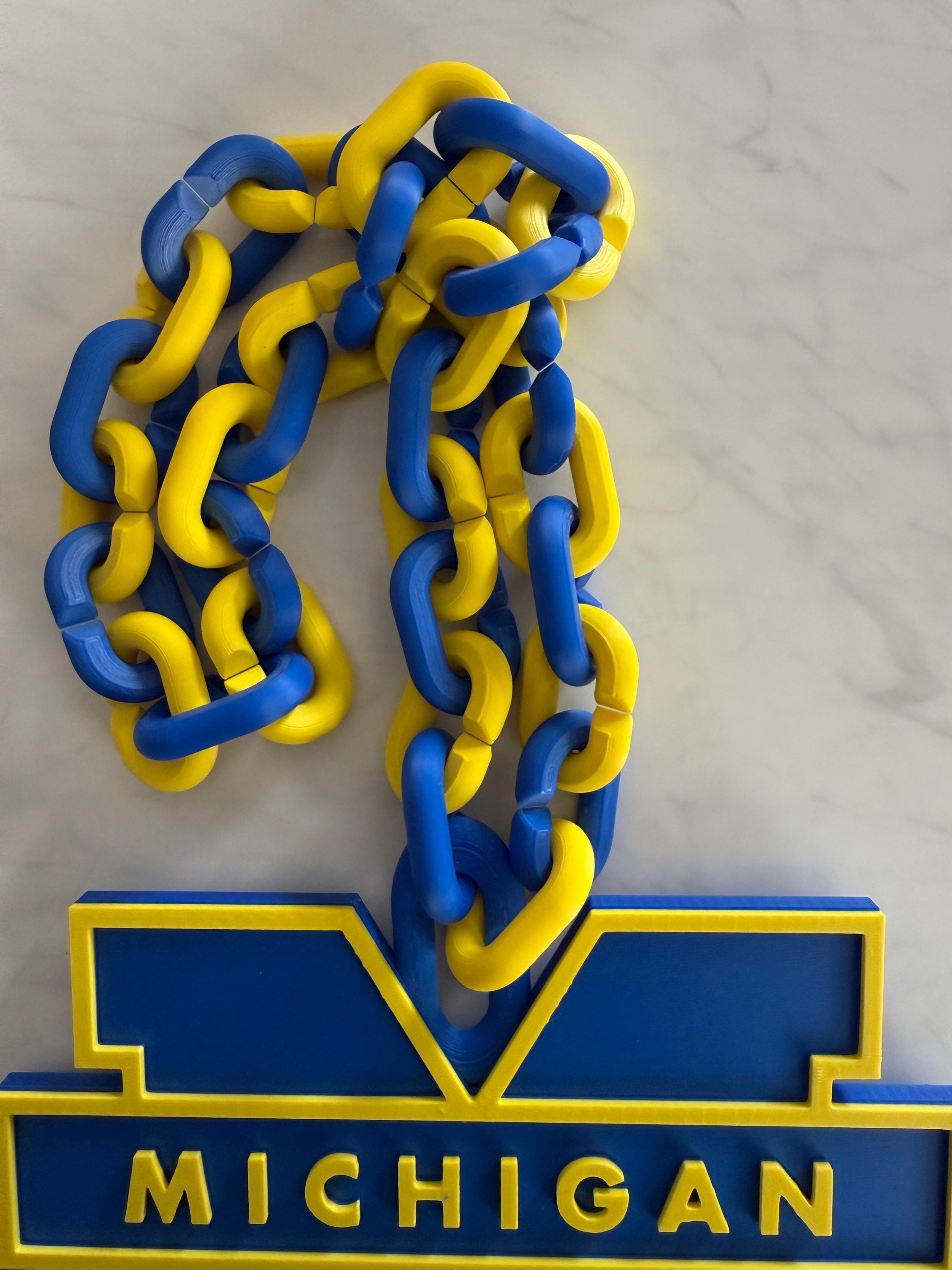University of Michigan U of M Big M 3D Printed Team Necklace